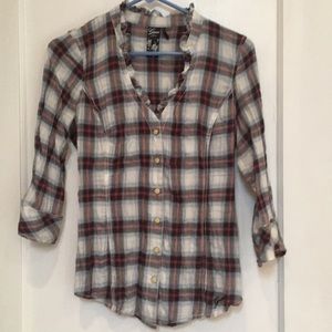 Guess 3/4 sleeve flannel shirt
